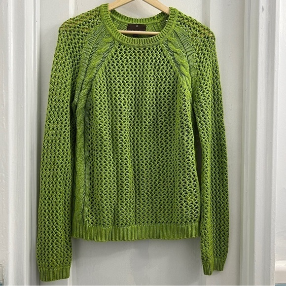 Fenn Wright Manson vibrant green chunky soft cable knit pull over sweater Large - Picture 1 of 4